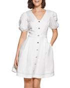 Karl Lagerfeld Paris Puff Sleeve Shirt Dress