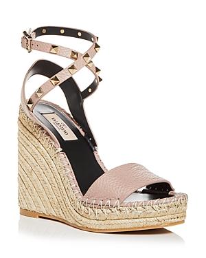 Valentino Garavani Women's Rockstud Double Espadrille Wedge Platform Sandals