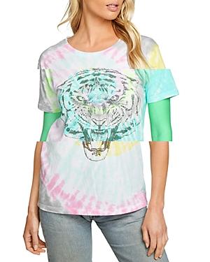 Chaser Tie Dyed Tiger Print Short Sleeve Tee