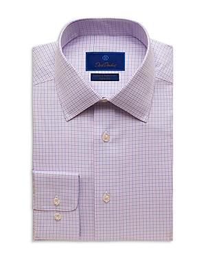 David Donahue Cotton Mini Check Trim Fit Dress Shirt