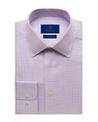 David Donahue Cotton Mini Check Trim Fit Dress Shirt