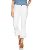 1.state Frayed Ruffle Ankle Jeans In Ultra White