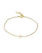 Zoe Lev 14k Yellow Gold Diamond Tiny Moon Chain Link Bracelet
