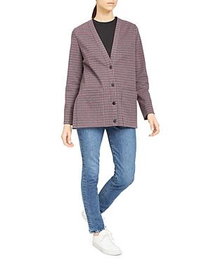 Theory Collin Slit Houndstooth Plaid Cardigan