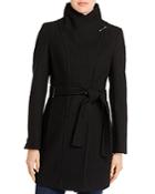 Calvin Klein Basket-weave Faux Wrap Coat