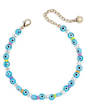 Baublebar Evil Eye Multicolor Bead Ankle Bracelet In Gold Tone