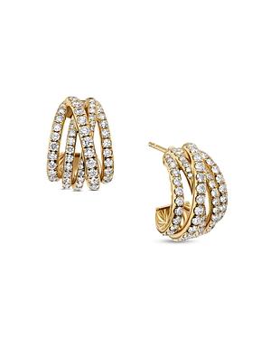 David Yurman 18k Yellow Gold Diamond Pave Crossover Curved Earrings