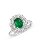 Bloomingdale's Emerald And Diamond Statement Ring In 14k White Gold - 100% Exclusive