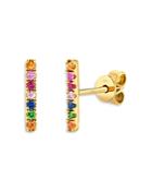 Moon & Meadow 14k Yellow Gold Rainbow Gemstone Bar Stud Earrings - 100% Exclusive