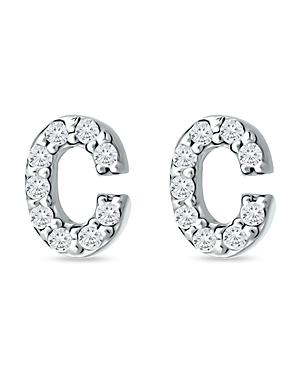 Aqua Pave Initial Stud Earrings In Sterling Silver - 100% Exclusive