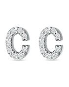 Aqua Pave Initial Stud Earrings In Sterling Silver - 100% Exclusive