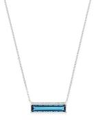 Bloomingdale's London Blue Topaz & Diamond Bar Necklace In 14k White Gold, 18 - 100% Exclusive
