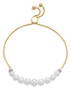 Mastoloni 18k Yellow Gold Cultured Freshwater Pearl And Diamond Bolo Bracelet