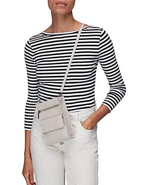 Whistles Striped Boat Neck Ribbed Jersey Top