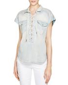 Blanknyc Lace-up Chambray Shirt