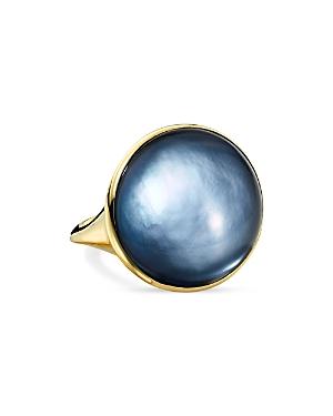 Ippolita 18k Yellow Gold Rock Candy Rock Crystal, Mother Of Pearl, & Onyx Cabochon Triplet Luce Ring