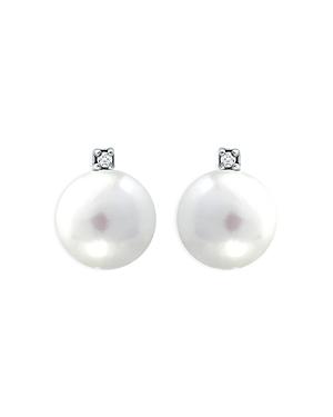 Bloomingdale's Marc & Marcella Diamond & Freshwater Pearl Stud Earrings In Sterling Silver, 0.01 Ct. T.w. - 100% Exclusive