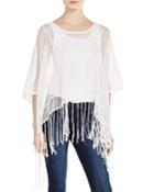 Romeo & Juliet Couture Fringe Poncho Top - Compare At $165