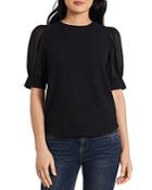 Vince Camuto Textured Knit Mixed Media Top