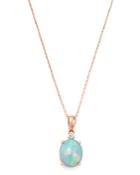 Bloomingdale's Opal & Diamond-accent Pendant Necklace In 14k Rose Gold, 18 - 100% Exclusive