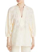 Tory Burch Eyelet Embroidered Balloon Sleeve Top