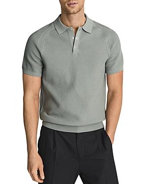 Reiss Alan Cotton Blend Textured Knit Regular Fit Polo Shirt