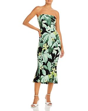 Norma Kamali Printed Strapless Midi Dress