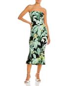 Norma Kamali Printed Strapless Midi Dress