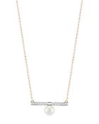 Mateo 14k Yellow Gold Diamond & Cultured Freshwater Pearl Bar Pendant Necklace, 16