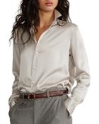 Polo Ralph Lauren Silk Charmeuse Long Sleeve Button Front Shirt