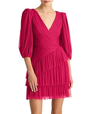 Ml Monique Lhuillier V Neck Tiered Dress