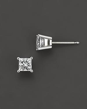 Princess-cut Diamond Studs In 14k White Gold, 1.0 Ct. T.w.