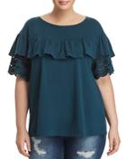 B Collection By Bobeau Curvy Brynlee Eyelet Ruffle Tee