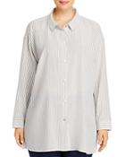 Eileen Fisher Plus Pinstriped Silk Button-front Shirt