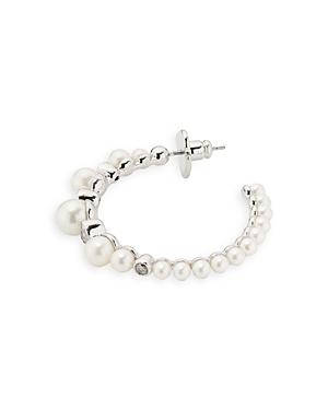 Kate Spade New York Caviar Cubic Zirconia & Imitation Pearl Hoop Earrings
