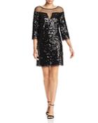 Laundry By Shelli Segal Sequined Illusion Dress