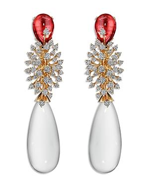 Hueb 18k Rose Gold Luminus Quartz & Diamond Cluster Drop Earrings