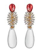 Hueb 18k Rose Gold Luminus Quartz & Diamond Cluster Drop Earrings