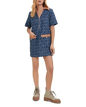 Maje Geometric Print Jacquard Dress