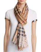 Burberry Patchwork Floral Giant Check Gauze Scarf