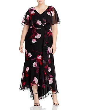 Adrianna Papell Plus Rose Print Chiffon Dress