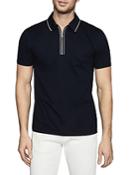 Reiss Nathan Mercerized Cotton Piped Slim Fit Polo Shirt