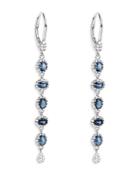 Meira T 14k White Gold Multi Blue Sapphire & Diamond Linear Drop Earrings
