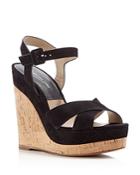 Michael Kors Collection Cate Ankle Strap Platform Cork Wedge Sandals
