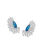 Hueb 18k White Gold Luminus Blue Topaz & Diamond Statement Earrings