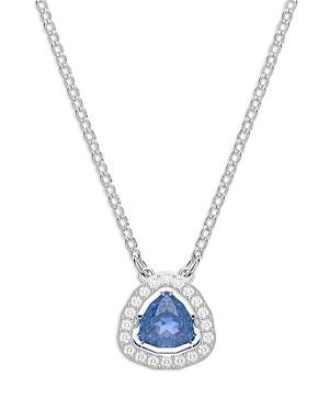 Swarovski Millenia Blue Crystal Triangle Pendant Necklace In Rhodium Plated, 14.87-16.87