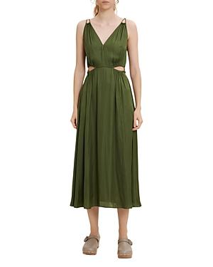 Maje Rune Embellished Cutout Satin Dress