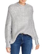 See By Chloe Coated Metallic Ribbed Knit Sweater