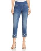 Jag Jeans Lewis Straight Floral Embroidered Ankle Jeans In Skydive
