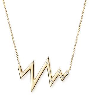 Kc Designs Heartbeat Pendant Necklace With Diamond Accent In 14k Yellow Gold, .05 Ct. T.w.